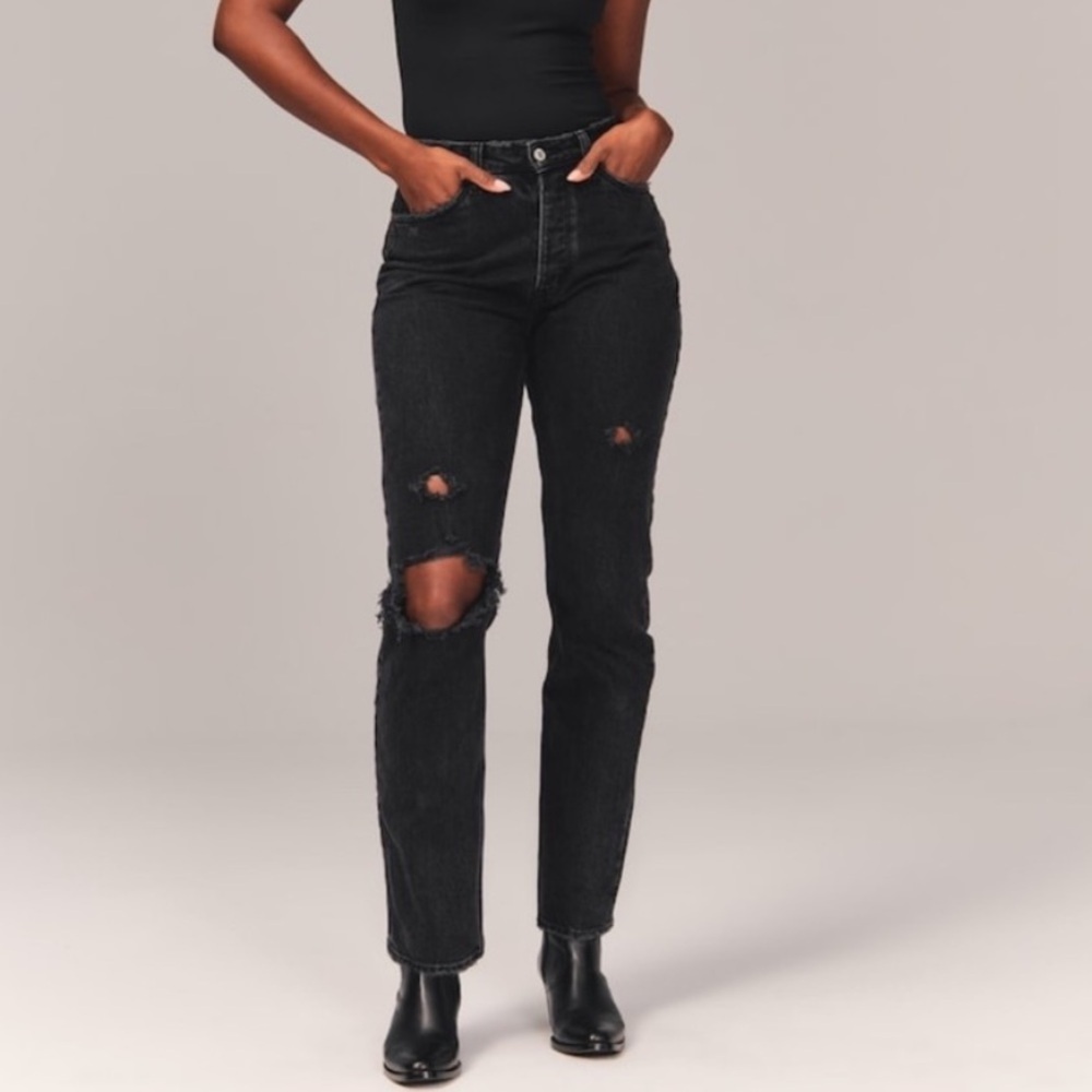 Abercrombie and fitch black “the dad” high rise curve love Jean size 28 (6) - Picture 10 of 11